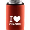 Neoprenový termoobal na plechovku 0,33l potisk I love Prague srdce oranžová-cihla-white