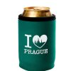 Neoprenový termoobal na plechovku 0,33l potisk I love Prague green Hradčany white