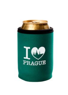 Neoprenový termoobal na plechovku 0,33l potisk I love Prague green Hradčany white