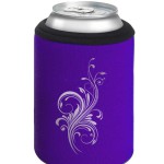 Neoprenový termoobal na plechovku 0,33l potisk kytka purple silver