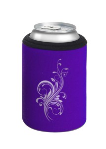 Neoprenový termoobal na plechovku 0,33l potisk kytka purple silver