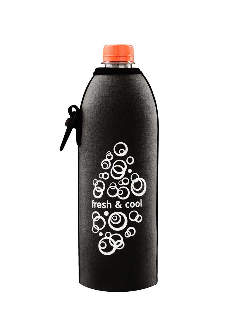 Neoprenový termoobal na skleněnou a PET láhev objem 0,5l potisk fresh-cool black