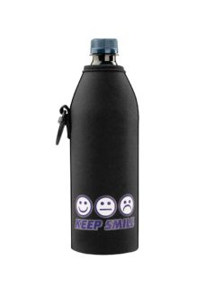 Neoprenový termoobal na skleněnou a PET láhev 0,5l keep smile grey