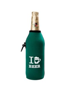 Neoprenový termoobal na PET A SKLO láhev 0,5l I love beer green