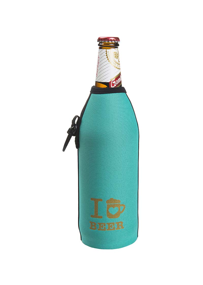 Neoprenový termoobal na skleněnou a PET láhev objem 0,5l potisk I love beer mint gold