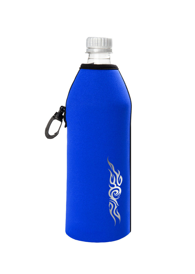 Neoprenový termoobal na sklo a PET láhev objem 0,5l potisk plameny 2 blue