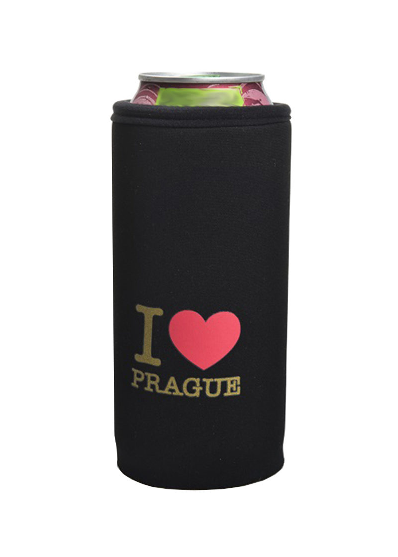 Neoprenový termoobal na plechovku 0,5l I love Prague - srdce black-gold