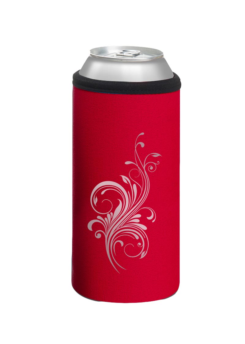 Neoprenový termoobal na plechovku 0,5l potisk kytka red