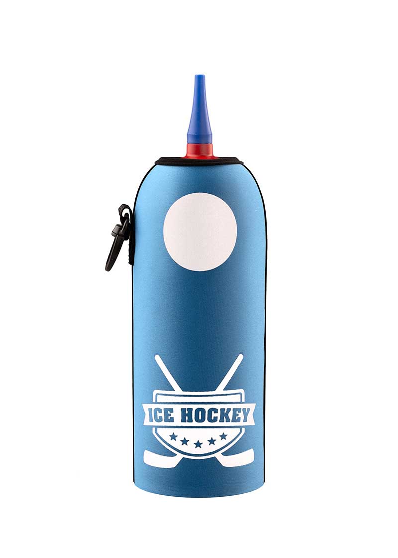 Neoprenový termoobal na hokejovou láhev 0,7l potisk hokejky lightblue