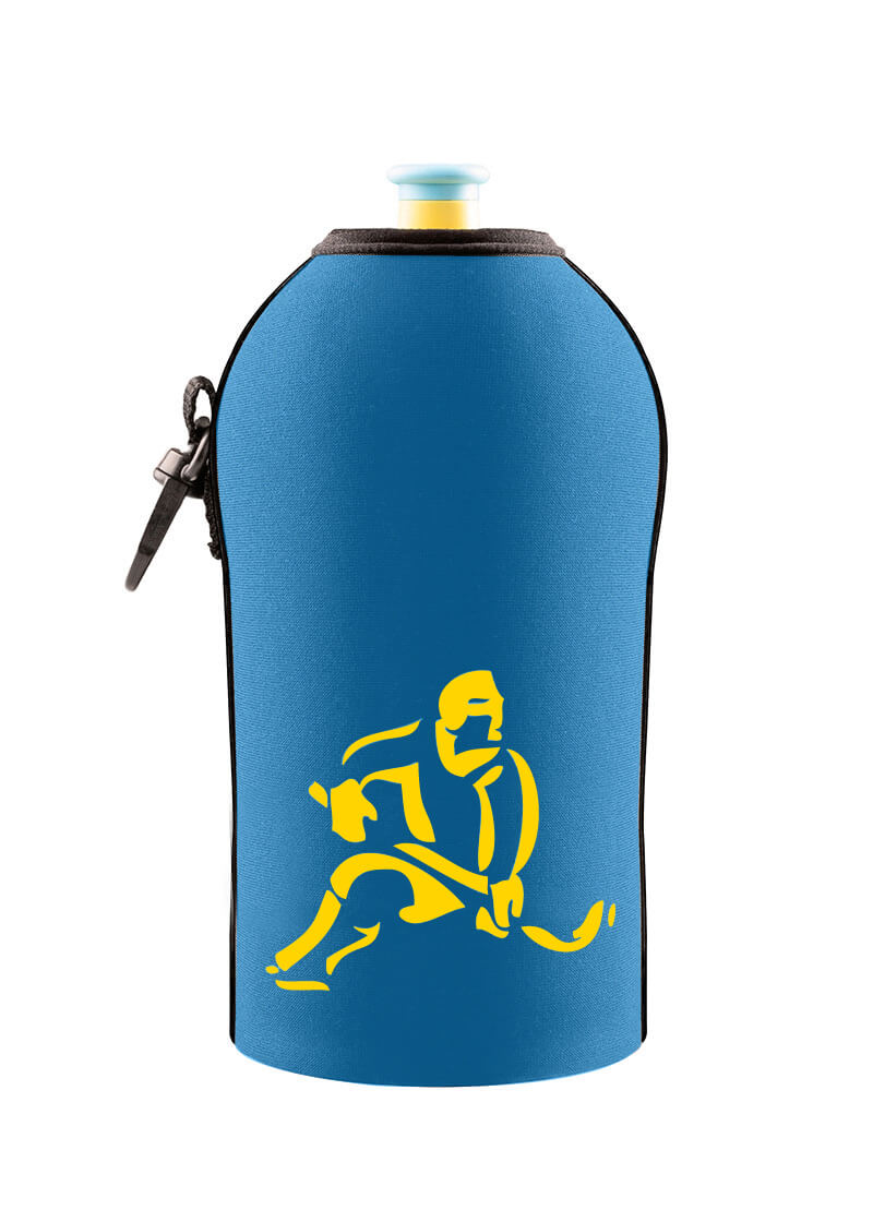 Neoprenový termoobal na hokejovou a sportovní lahev 0,5l Hokejista lightblue yellow