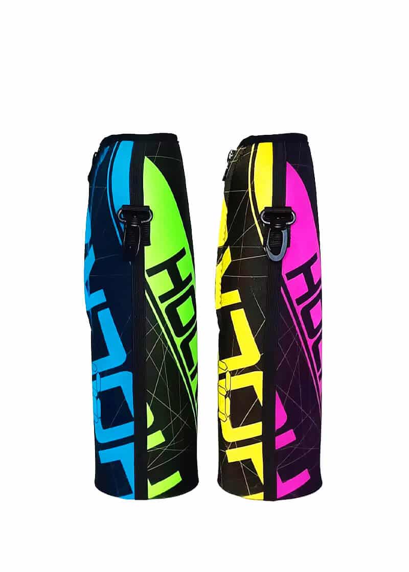 Neoprenový termoobal na hokejovou lahev 1,0l Hockey diagonála pink-yellow, lightgreeůloghtblu