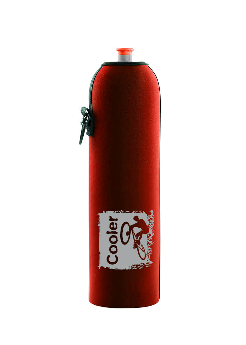 Neoprenový termoobal na sportovní a Zdravou lahev 1,0l Cyklista red