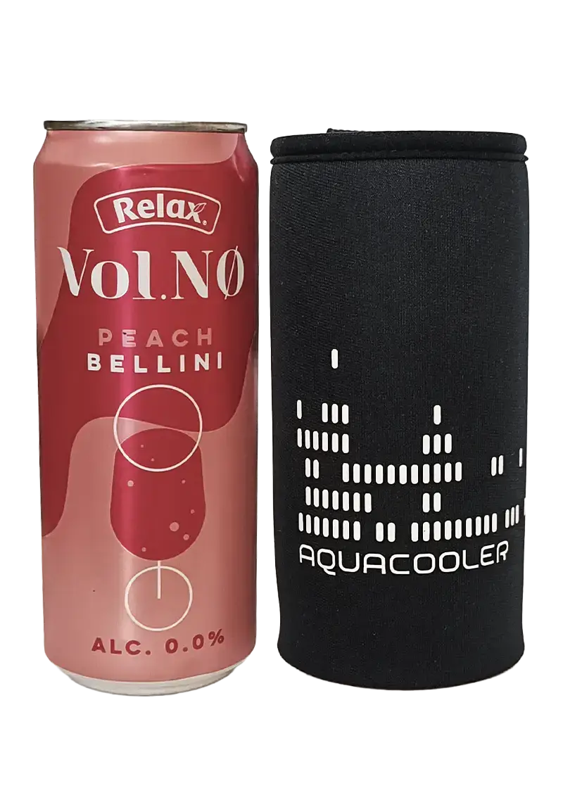 Neoprenový termoobal na plechovku objem 0,33l vysoký motiv potisku Aquacooler black skupina